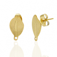 Boucles d'oreilles en acier Inox/puces d’oreilles ovale avec anneau Doré