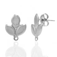 Boucles d'oreilles en acier Inox/puces d’oreilles ovale avec anneau Argenté