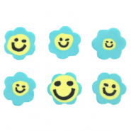 Perles en polymère fleur smiley Bleu