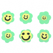 Perles en polymère fleur smiley Vert néon