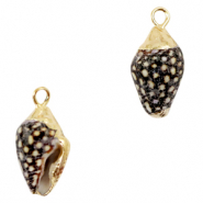 Pendentifs coquillage specials Buccin M&eacute;lange marron fonc&eacute;-dor&eacute;