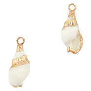 Pendentifs coquillage specials Buccin Blanc-dor&eacute;