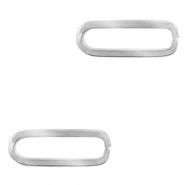 Breloques en acier Inox / connecteur ovale Argenté