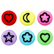 Perles lettres acryliques mélange d'icônes Multicolore-noir