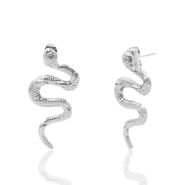 Boucles d'oreilles puces en acier inox serpent Argenté