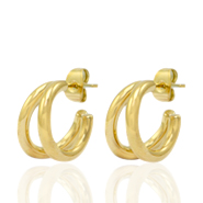 Boucles d'oreilles puces en acier inox créoles Doré