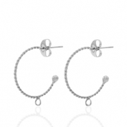 Boucles d'oreilles puces en acier Inox créoles avec anneau Argenté