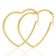 Boucles d'oreilles en acier Inox coeur Doré