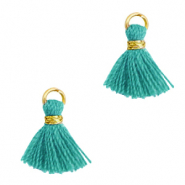 Pompons 1cm Dor&eacute;-vert jade