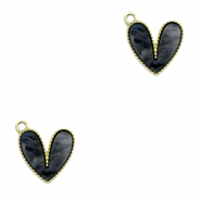 Pendentifs en r&eacute;sine coeur Dor&eacute;-anthracite