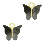 Pendentifs en r&eacute;sine papillon Dor&eacute;-anthracite