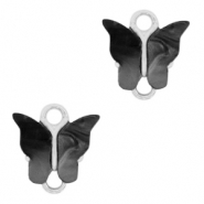 Pendentifs en r&eacute;sine connecteur papillon Argent&eacute;-anthracite