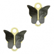 Pendentifs en r&eacute;sine connecteur papillon Dor&eacute;-anthracite