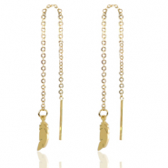 Boucles d'oreilles en acier inox plumes Doré