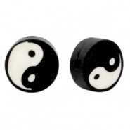 Perles en polymère Yin & Yang Noir-blanc