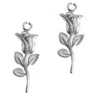 Breloques en acier Inox tulipe Argent&eacute;