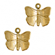 Breloques en acier Inox papillon Dor&eacute;