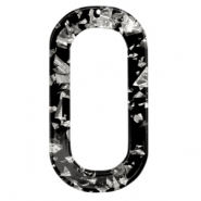 Pendentifs en r&eacute;sine oblong ovale argent&eacute;-noir