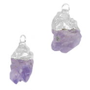 Pierres naturelles pendentifs Violet-argenté