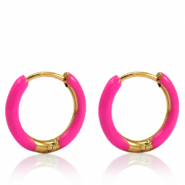 Boucles d'oreilles en acier Inox créoles émaillée 17mm Baie rose-doré