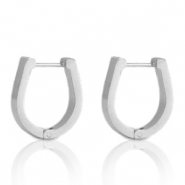 Boucles d'oreilles en acier Inox fer &agrave; cheval Argent&eacute;
