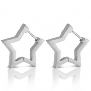 Boucles d'oreilles en acier Inox &eacute;toile Argent&eacute;