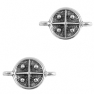 Breloques en métal DQ connecteur croix 10mm Argenté antique (sans nickel)