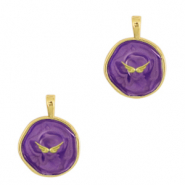 M&eacute;tal TQ laiton breloques ailes Dor&eacute;-violet fonc&eacute;