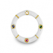 Métal TQ laiton breloques connecteur zirconium Doré-blanc
