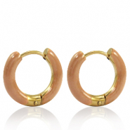 Boucles d'oreilles en acier Inox créoles émaillée 16mm Marron sandstone-doré