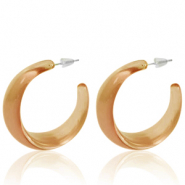 Boucles d'oreilles tendance créoles Marron bronze