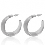 Boucles d'oreilles tendance créoles Gris
