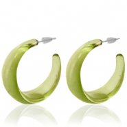 Boucles d'oreilles tendance créoles Vert olive