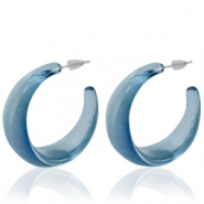 Boucles d'oreilles tendance créoles Bleu jeans