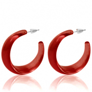 Boucles d'oreilles tendance créoles Rouge rubis