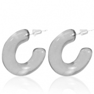 Boucles d'oreilles tendance créoles Gris