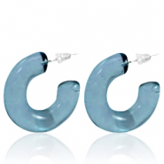 Boucles d'oreilles tendance créoles Bleu jeans