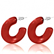Boucles d'oreilles tendance créoles Rouge rubis