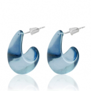 Boucles d'oreilles tendance créoles Bleu jeans