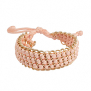 Bracelets en cordon de satin tressé avec jasseron Doré-rose saumon