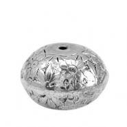Perles métallique disque fleur Argenté antique