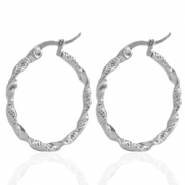 Boucles d'oreilles en acier inox créoles 25mm twist Argenté