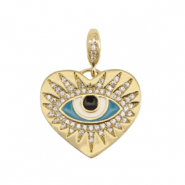 M&eacute;tal TQ laiton breloques &eacute;maill&eacute;es oeil porte-bonheur Dor&eacute;-bleu