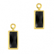 Pendentifs en verre Crystal Glass rectangle Noir jais-dor&eacute;