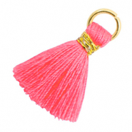 Pompons 2cm dor&eacute;-rose n&eacute;on