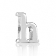 Perles alphabet en m&eacute;tal DQ H Argent&eacute; antique (sans nickel)