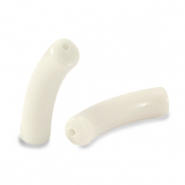 Perles acryliques tube Blanc cass&eacute;