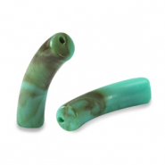 Perles acryliques tube Turquoise marbr&eacute;