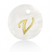 Pendentifs coquillage specials lettre V Doré-blanc (couleur naturelle)