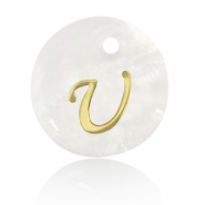 Pendentifs coquillage specials lettre U Doré-blanc (couleur naturelle)